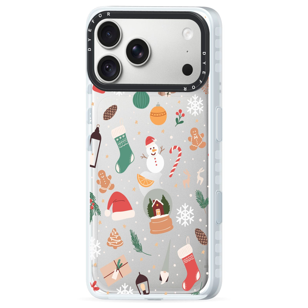 Christmas Assortments iPhone 18 Pro Black Impact Pre order Case Side Angle on Silver phone
