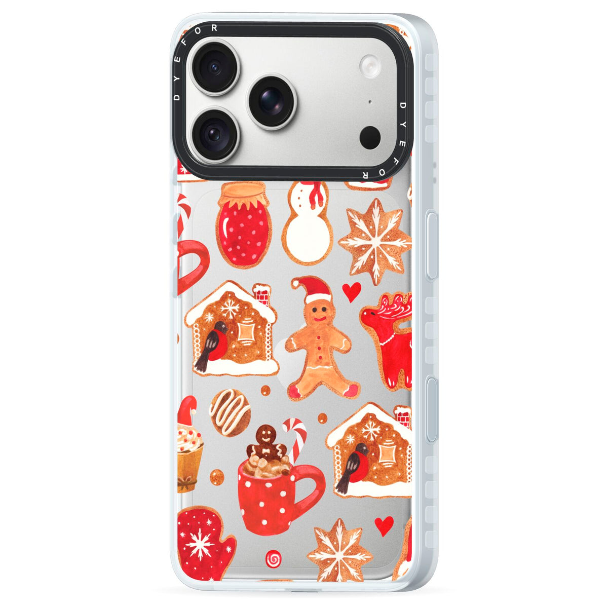 Christmas Baking iPhone 18 Pro Black Impact Pre order Case Side Angle on Silver phone