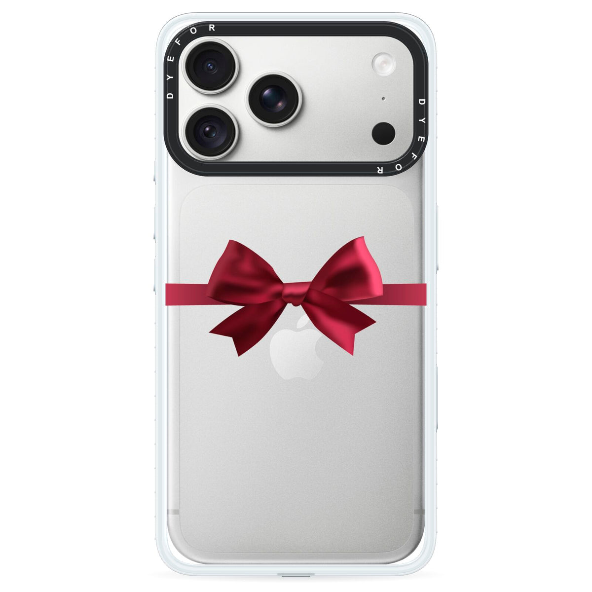 Christmas Bow iPhone 18 Pro Black Impact Pre order Case on Silver phone
