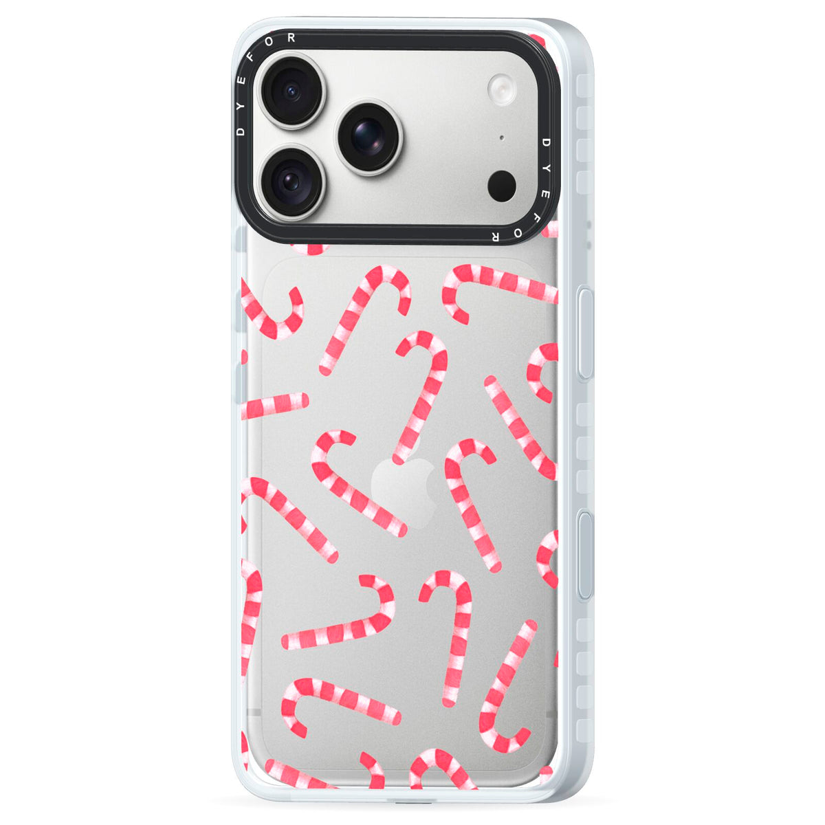 Christmas Candy Cane iPhone 18 Pro Max Black Impact Pre order Case Side Angle on Silver phone
