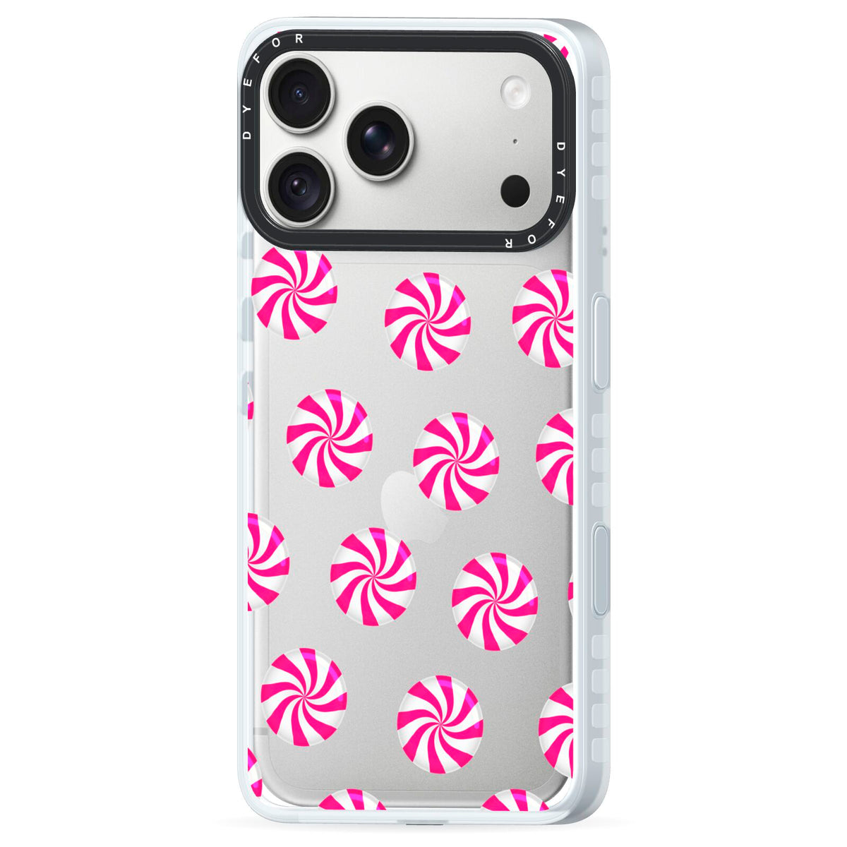 Christmas Candy iPhone 18 Pro Max Black Impact Pre order Case Side Angle on Silver phone