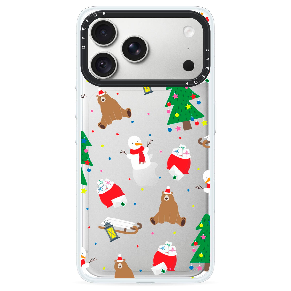 Christmas Clear iPhone 18 Pro Black Impact Pre order Case on Silver phone