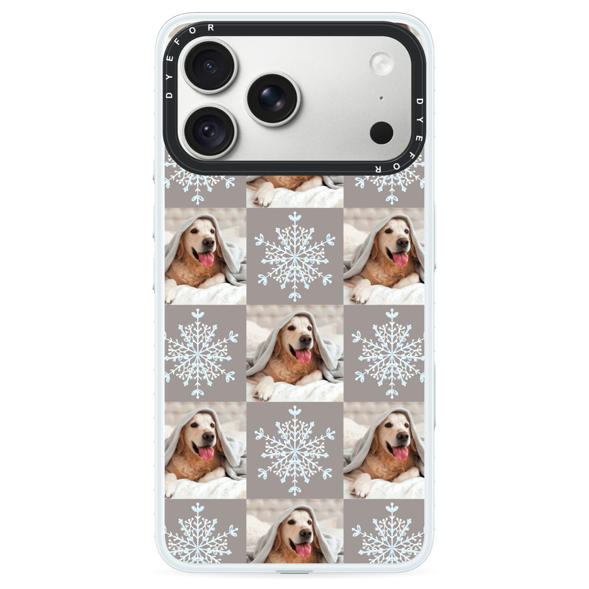 Christmas Dog Photo iPhone 18 Pro Black Impact Pre order Case on Silver phone