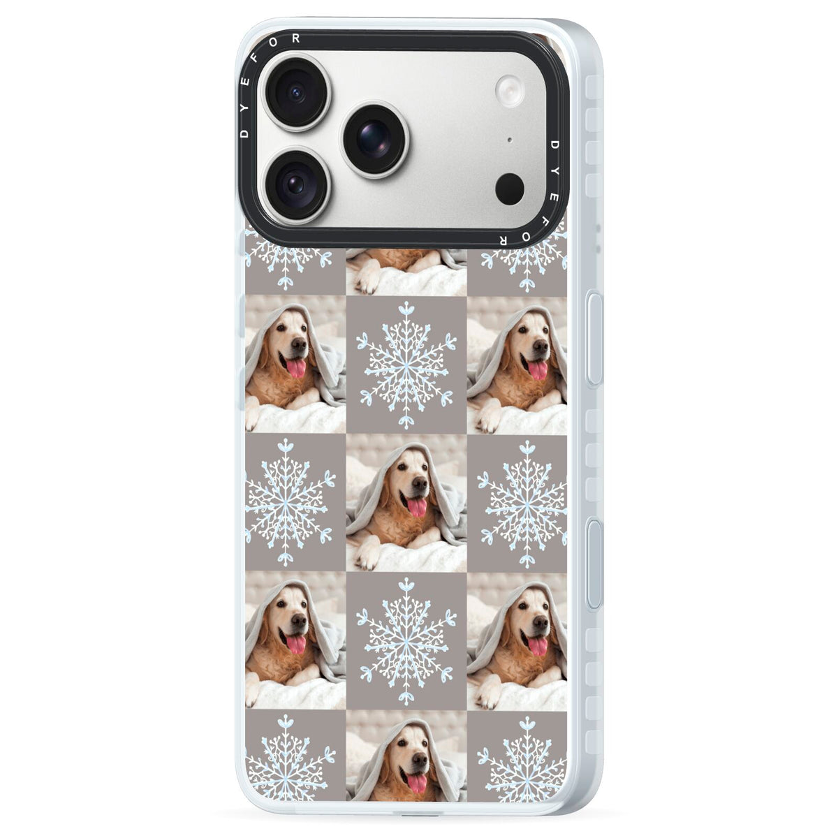 Christmas Dog Photo iPhone 18 Pro Max Black Impact Pre order Case Side Angle on Silver phone