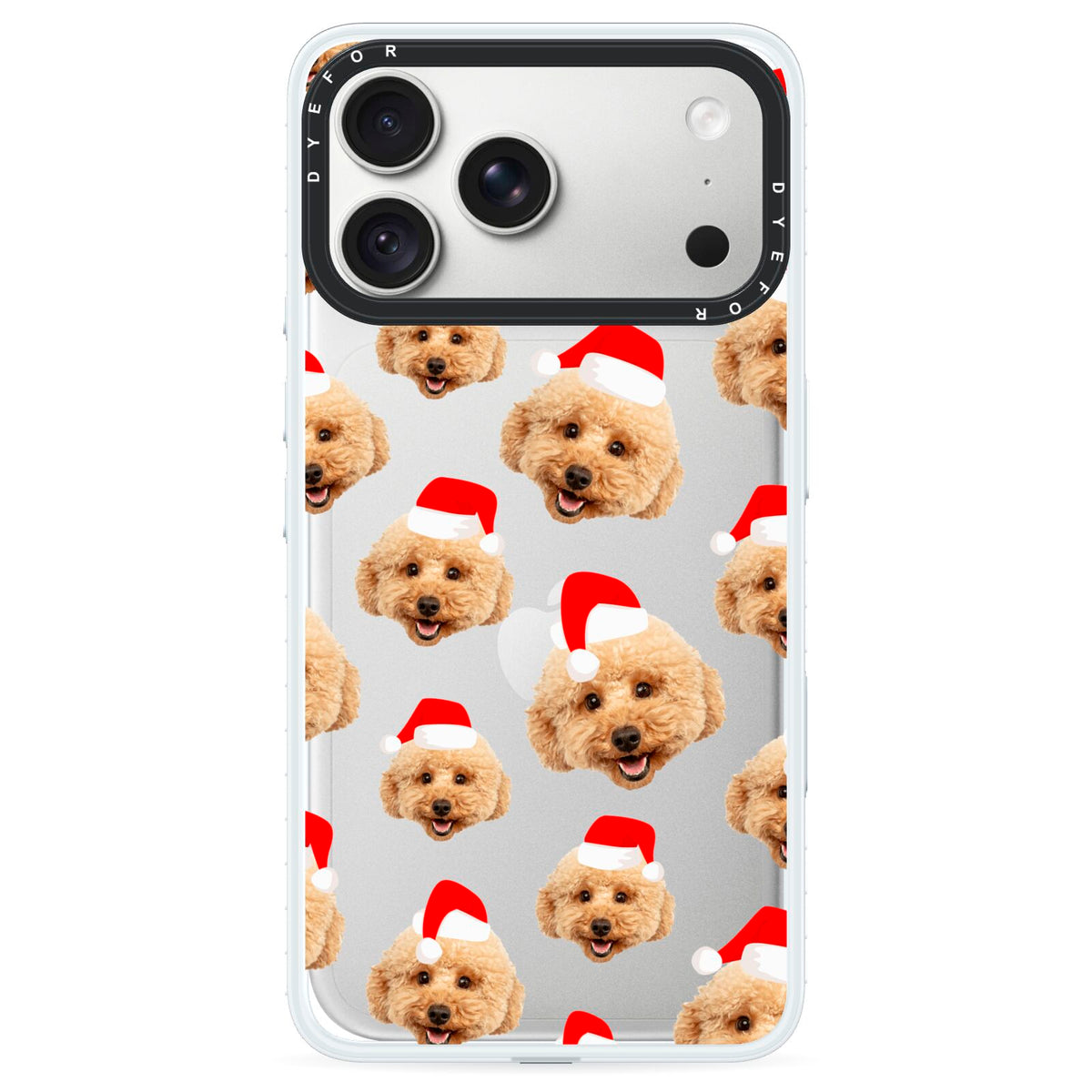 Christmas Dog iPhone 18 Pro Black Impact Pre order Case on Silver phone