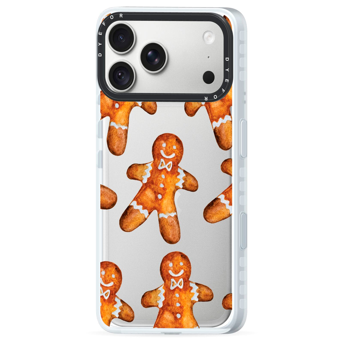 Christmas Gingerbread Man iPhone 18 Pro Max Black Impact Pre order Case Side Angle on Silver phone