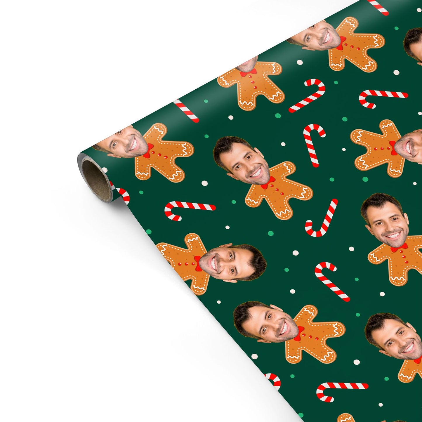 Christmas Gingerbread Photo Face Personalised Gift Wrap