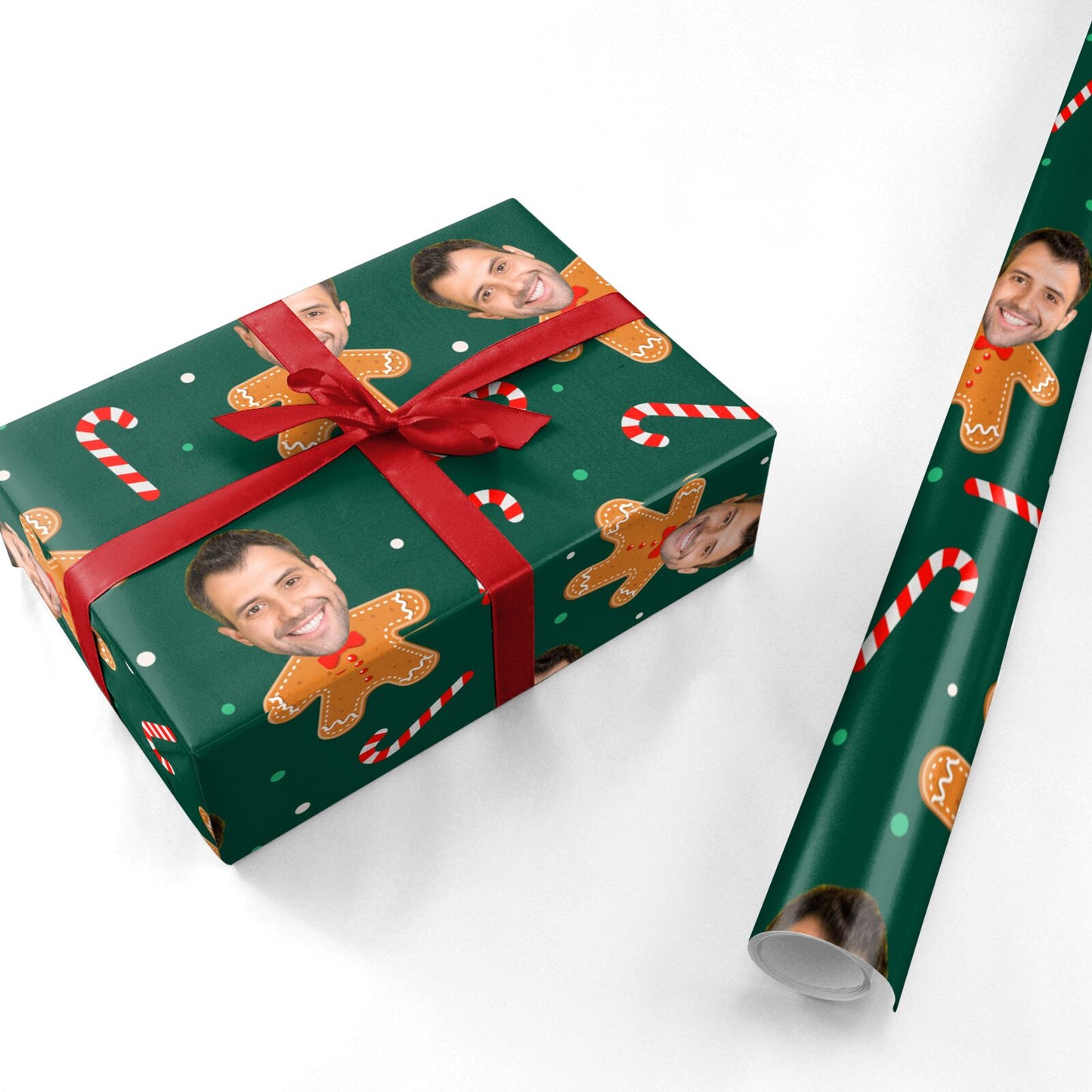 Christmas Gingerbread Photo Face Personalised Wrapping Paper