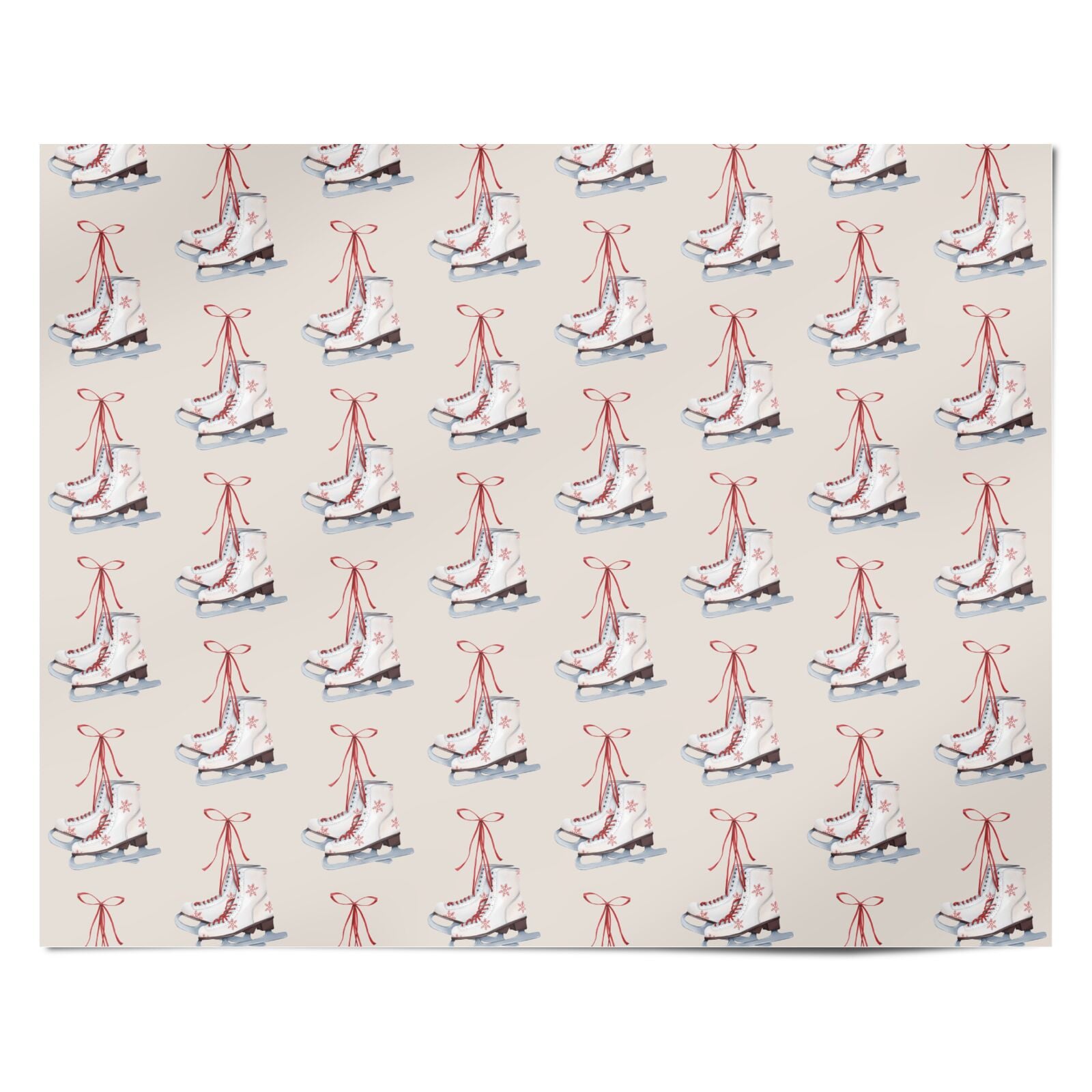 Christmas Ice Skates Bow Personalised Wrapping Paper Alternative