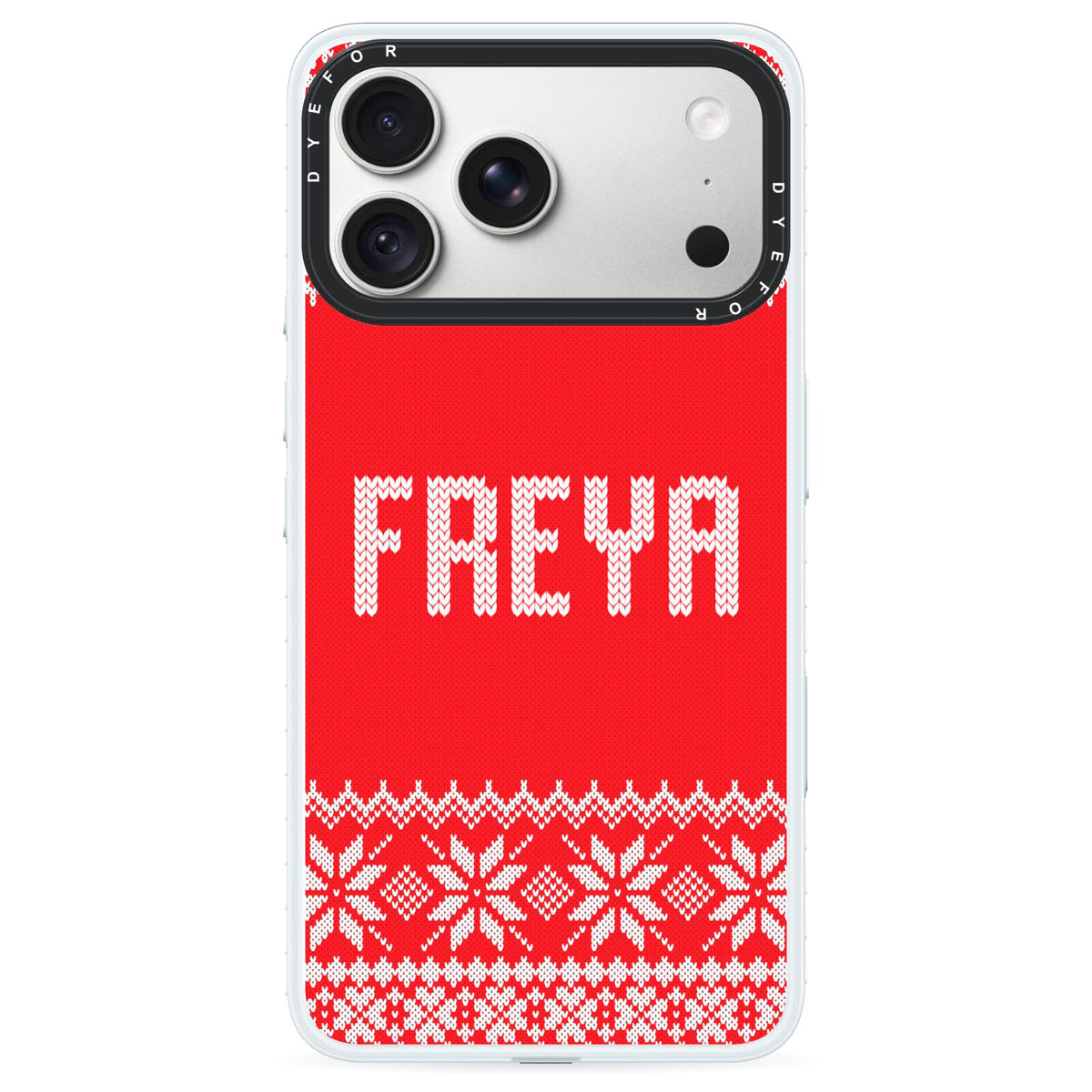 Christmas Jumper iPhone 18 Pro Black Impact Pre order Case on Silver phone