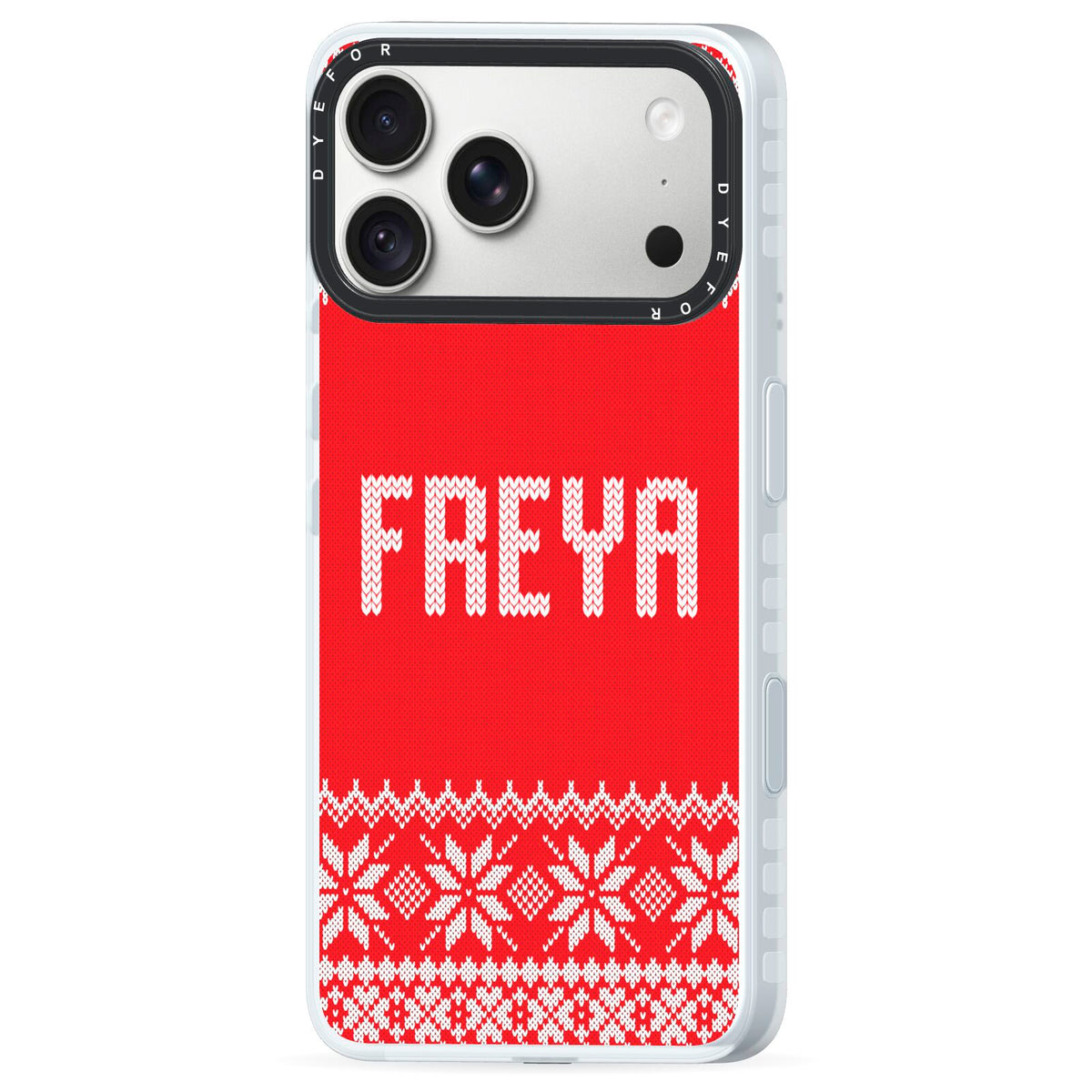 Christmas Jumper iPhone 18 Pro Max Black Impact Pre order Case Side Angle on Silver phone