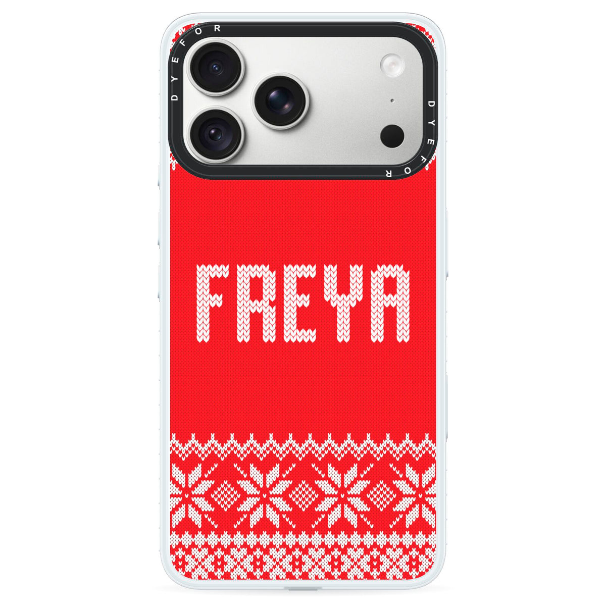 Christmas Jumper iPhone 18 Pro Max Black Impact Pre order Case on Silver phone