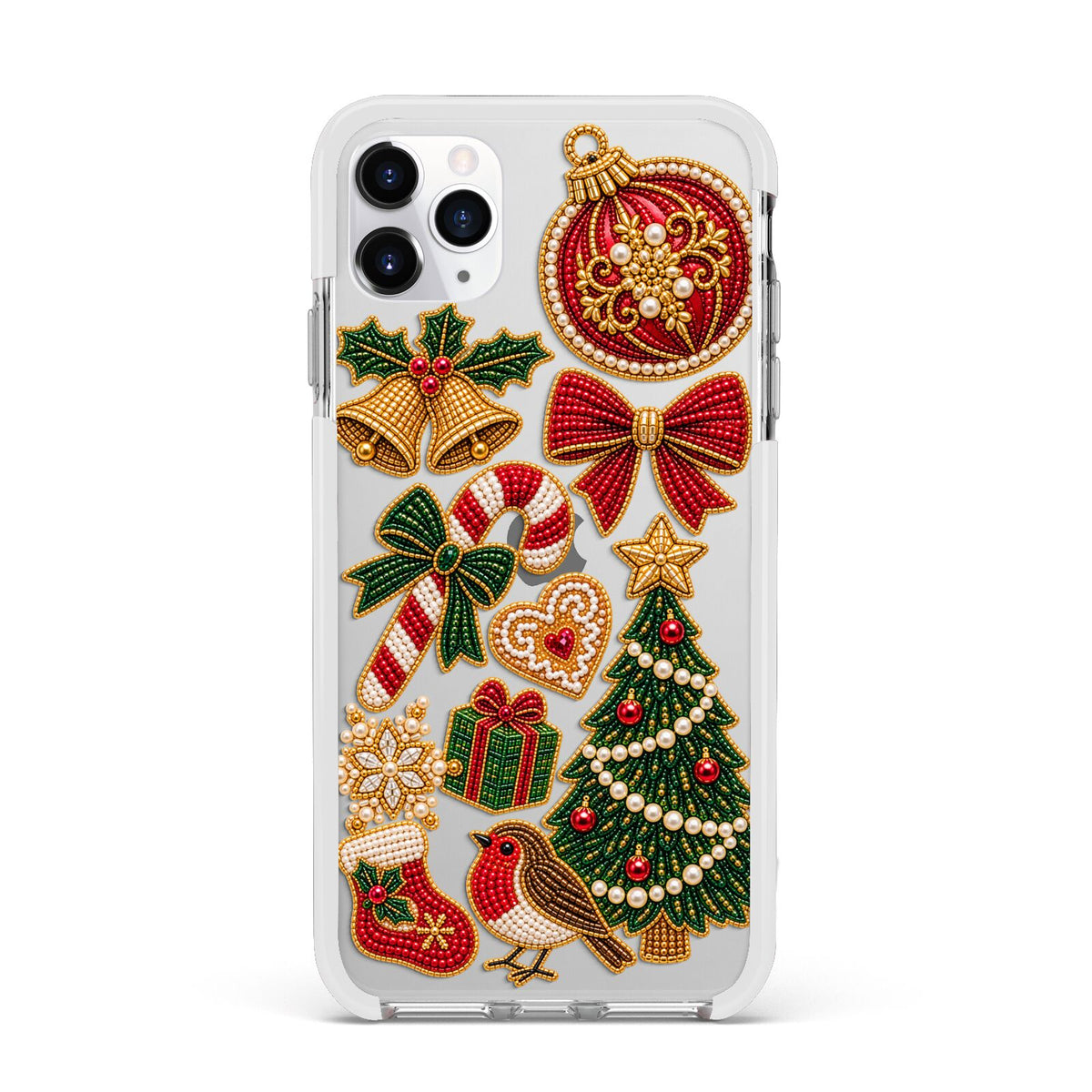 Christmas Keepsakes Charms Apple iPhone 11 Pro Max in Silver with White Impact Case