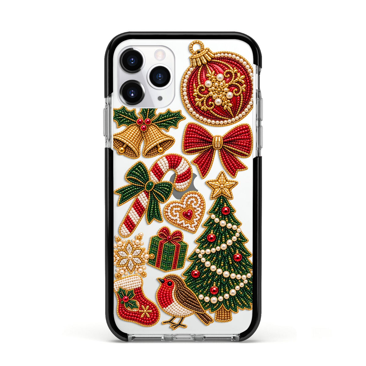 Christmas Keepsakes Charms Apple iPhone 11 Pro in Silver with Black Impact Case