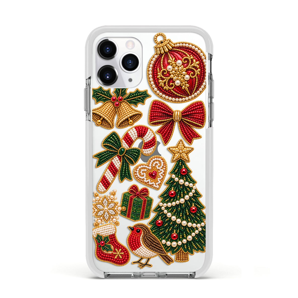 Christmas Keepsakes Charms Apple iPhone 11 Pro in Silver with White Impact Case