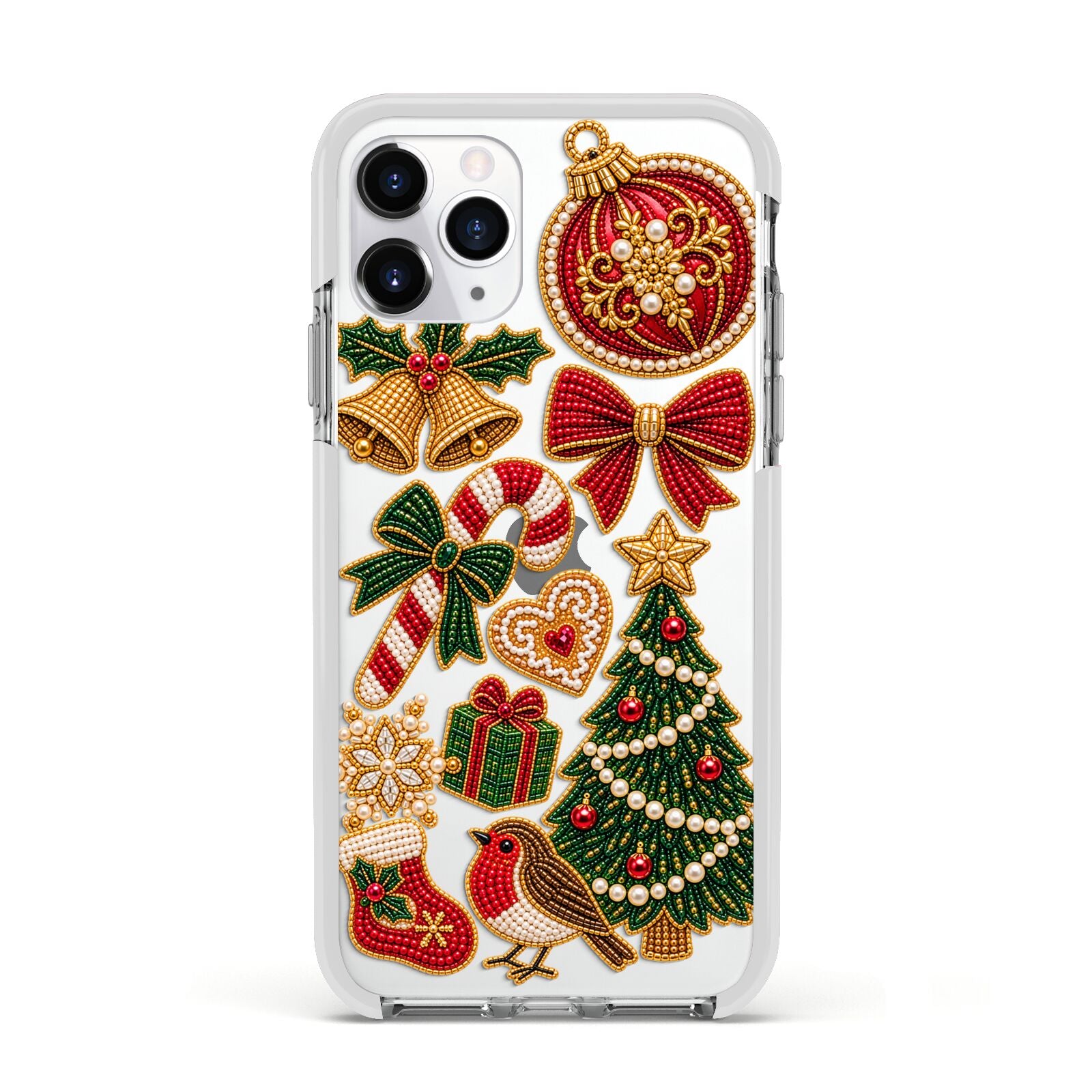 Christmas Keepsakes Charms Apple iPhone 11 Pro in Silver with White Impact Case