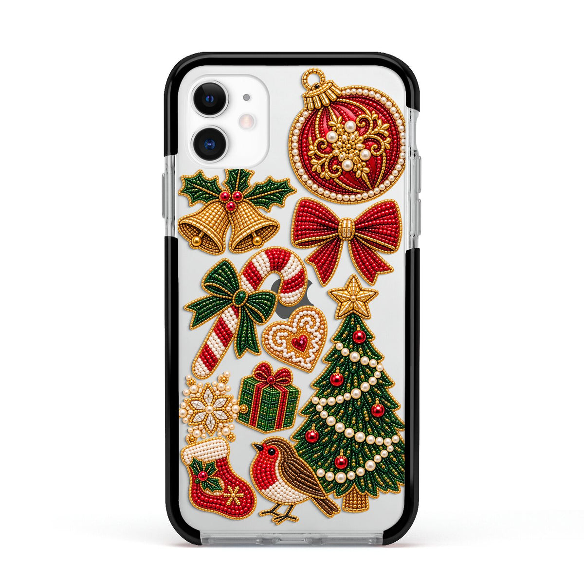 Christmas Keepsakes Charms Apple iPhone 11 in White with Black Impact Case