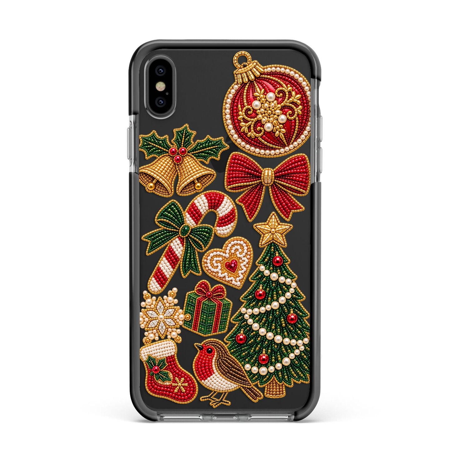 Christmas Keepsakes Charms Apple iPhone Xs Max Impact Case Black Edge on Black Phone