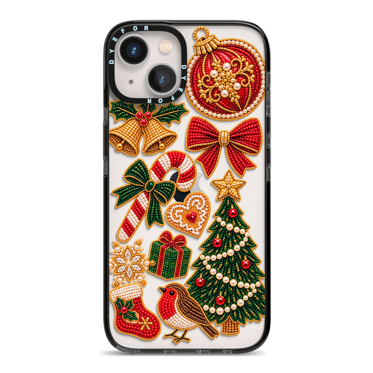 Christmas Keepsakes Charms iPhone 13 Black Impact Case on Silver phone