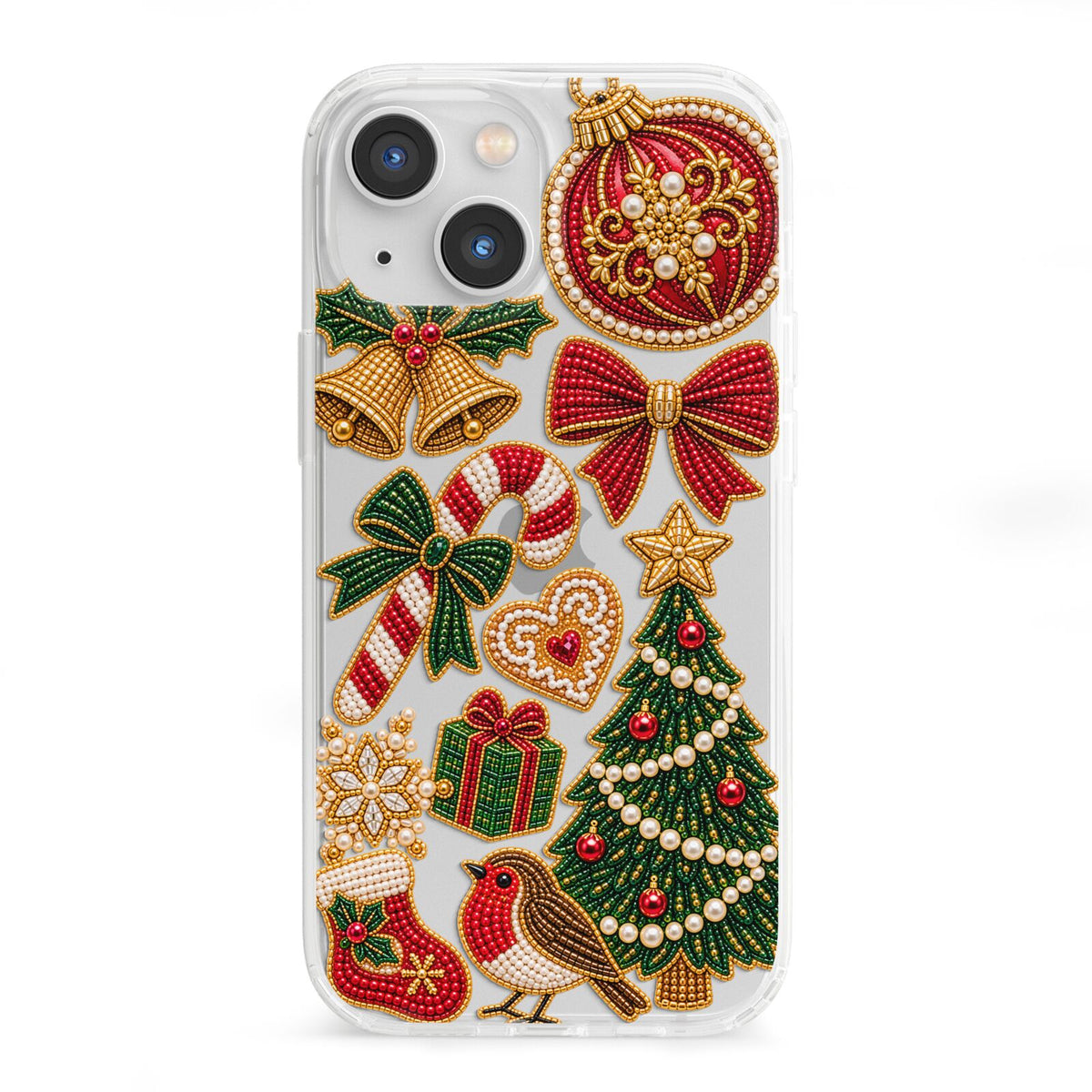 Christmas Keepsakes Charms iPhone 13 Mini Clear Bumper Case