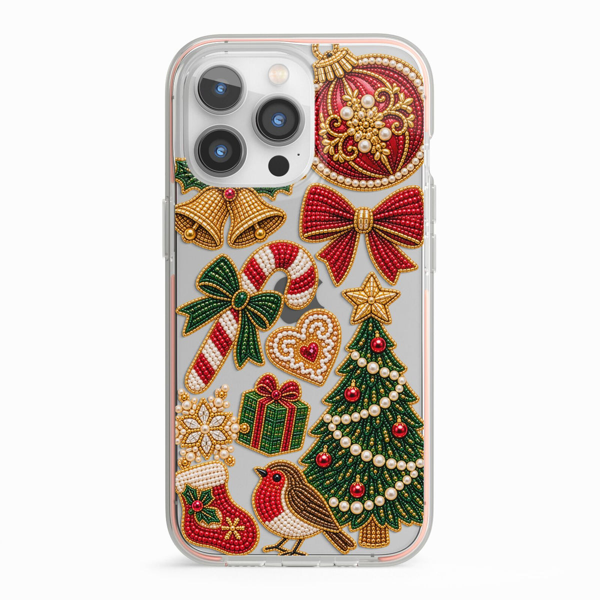 Christmas Keepsakes Charms iPhone 13 Pro TPU Impact Case with Pink Edges