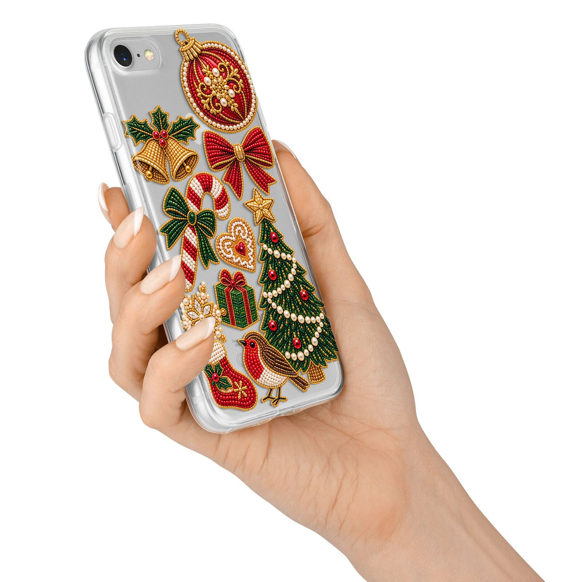 Christmas Keepsakes Charms iPhone 7 Bumper Case on Silver iPhone Alternative Image