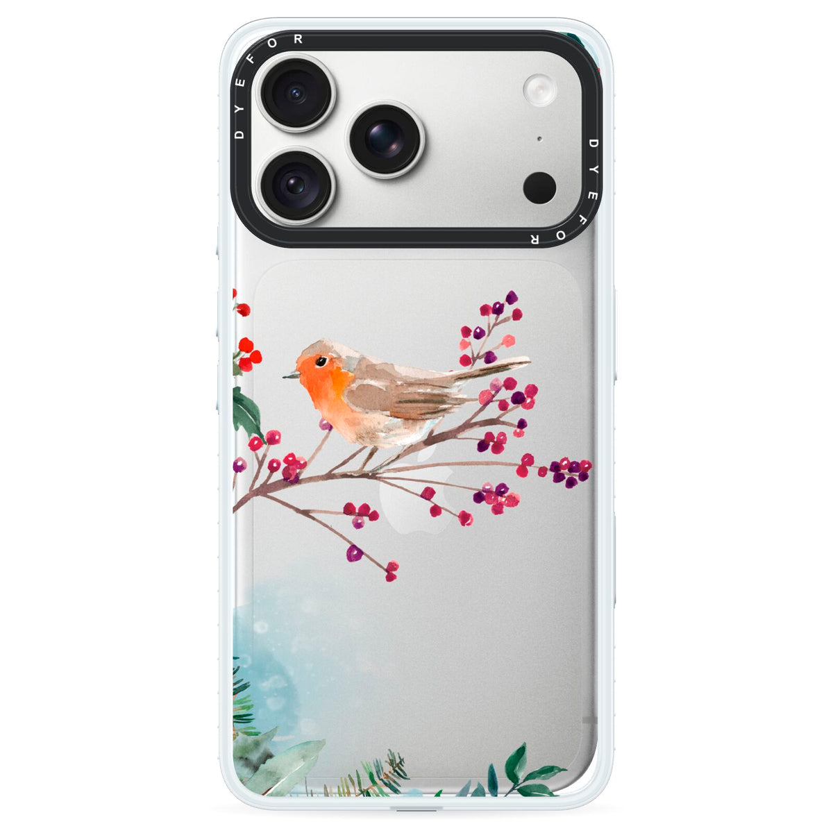 Christmas Robin Floral iPhone 18 Pro Black Impact Pre order Case on Silver phone