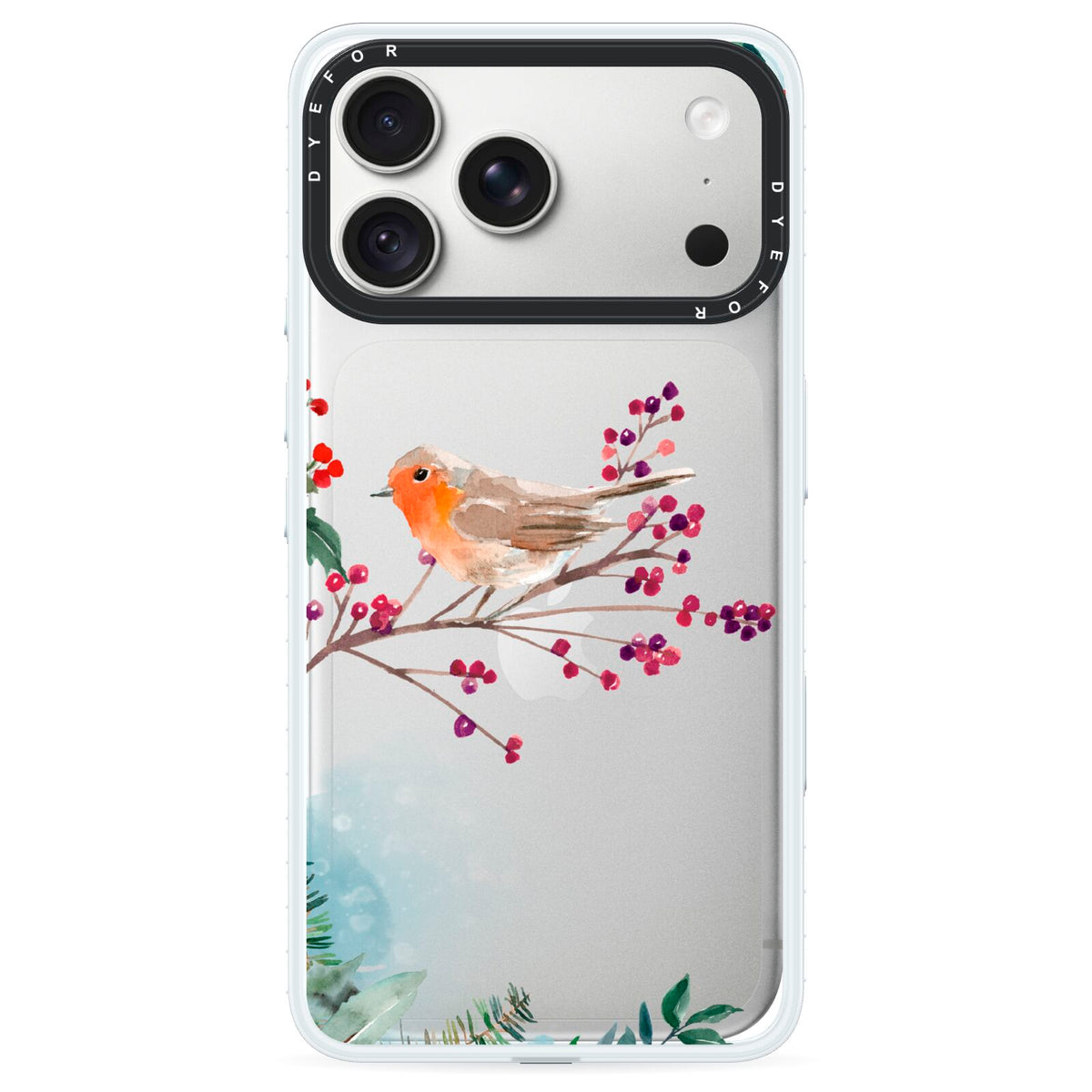 Christmas Robin Floral iPhone 18 Pro Max Black Impact Pre order Case on Silver phone