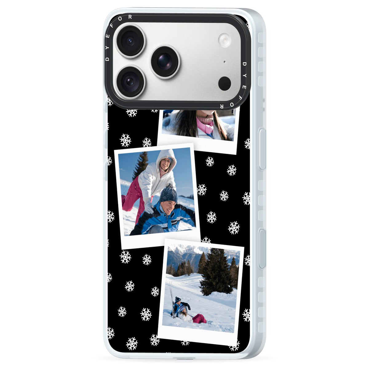 Christmas Three Photo iPhone 18 Pro Black Impact Pre order Case Side Angle on Silver phone