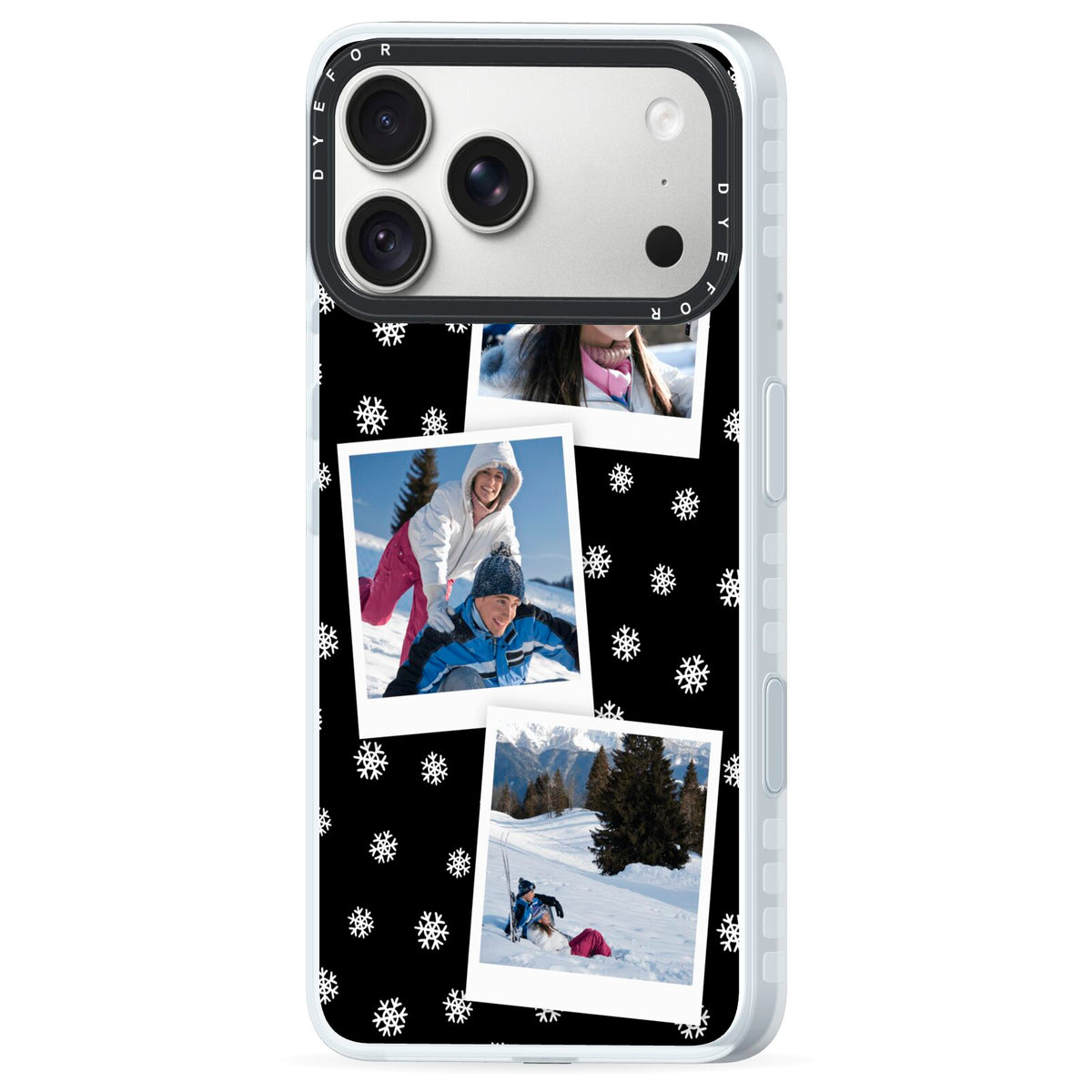 Christmas Three Photo iPhone 18 Pro Max Black Impact Pre order Case Side Angle on Silver phone