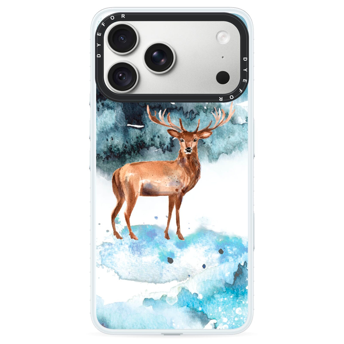 Christmas Winter Stag iPhone 18 Pro Black Impact Pre order Case on Silver phone