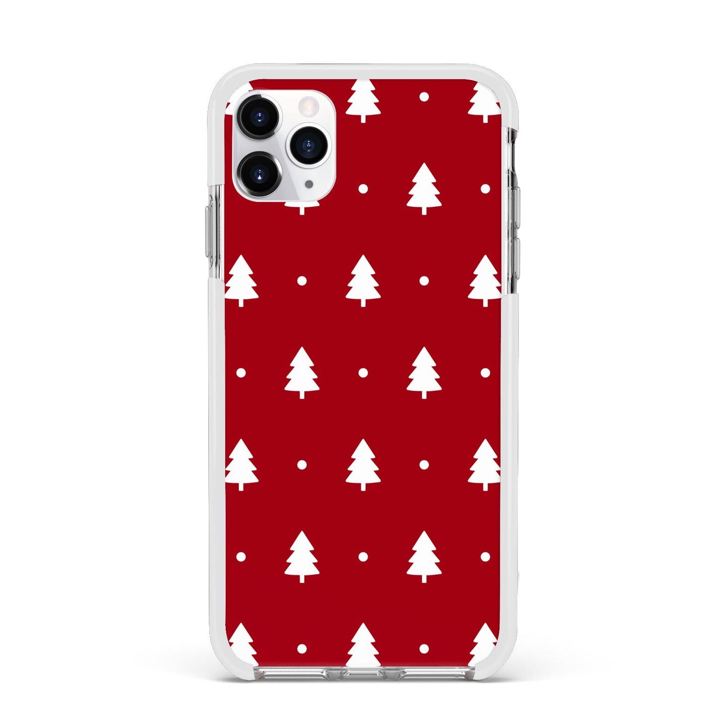 Classic Red Christmas Trees Apple iPhone 11 Pro Max in Silver with White Impact Case