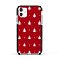 Classic Red Christmas Trees Apple iPhone 11 in White with Black Impact Case
