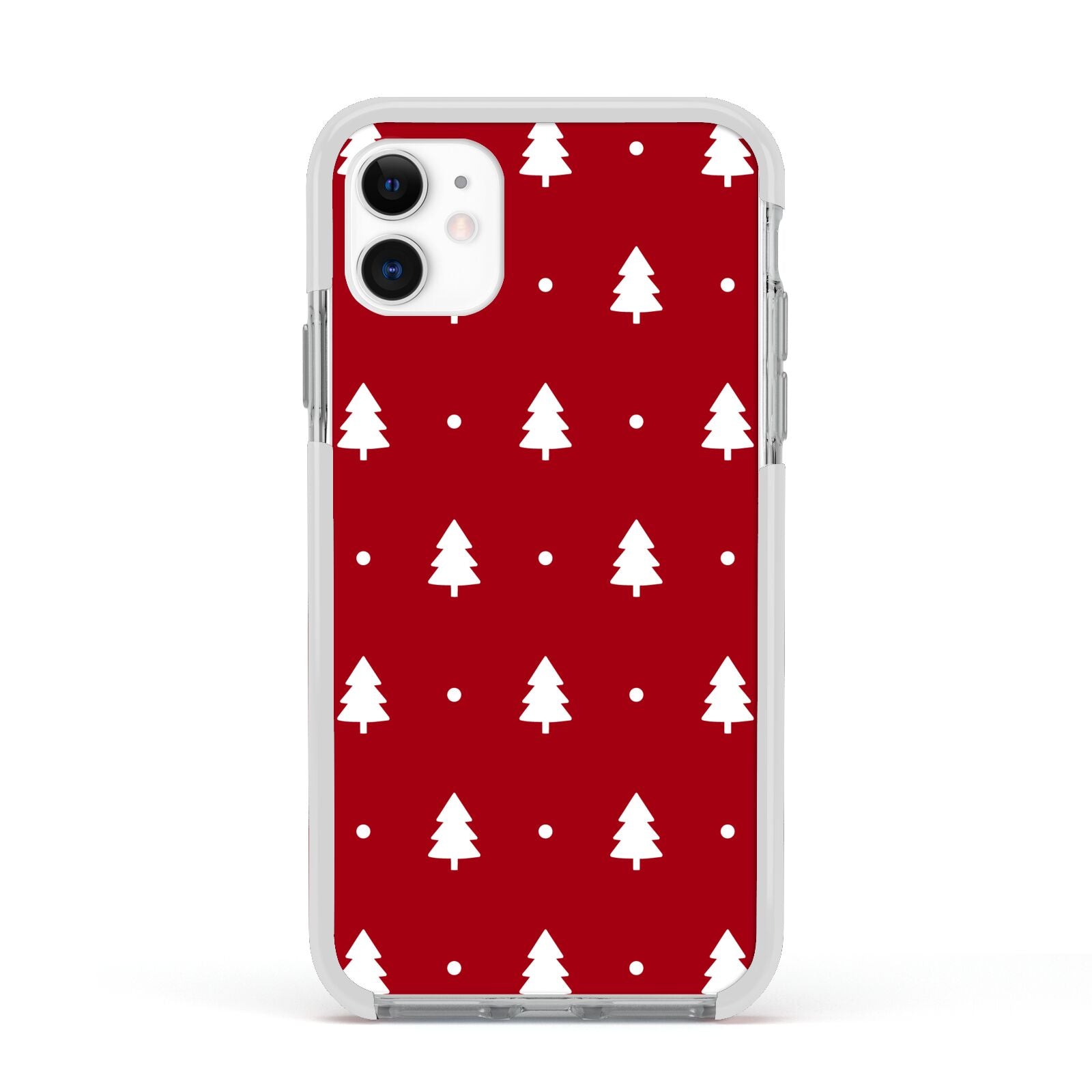 Classic Red Christmas Trees Apple iPhone 11 in White with White Impact Case