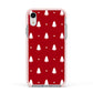 Classic Red Christmas Trees Apple iPhone XR Impact Case Pink Edge on Silver Phone