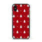 Classic Red Christmas Trees Apple iPhone Xs Impact Case Black Edge on Black Phone