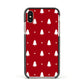 Classic Red Christmas Trees Apple iPhone Xs Impact Case Black Edge on Gold Phone