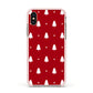 Classic Red Christmas Trees Apple iPhone Xs Impact Case Pink Edge on Gold Phone