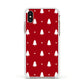 Classic Red Christmas Trees Apple iPhone Xs Impact Case White Edge on Gold Phone