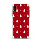 Classic Red Christmas Trees Apple iPhone Xs Impact Case White Edge on Silver Phone