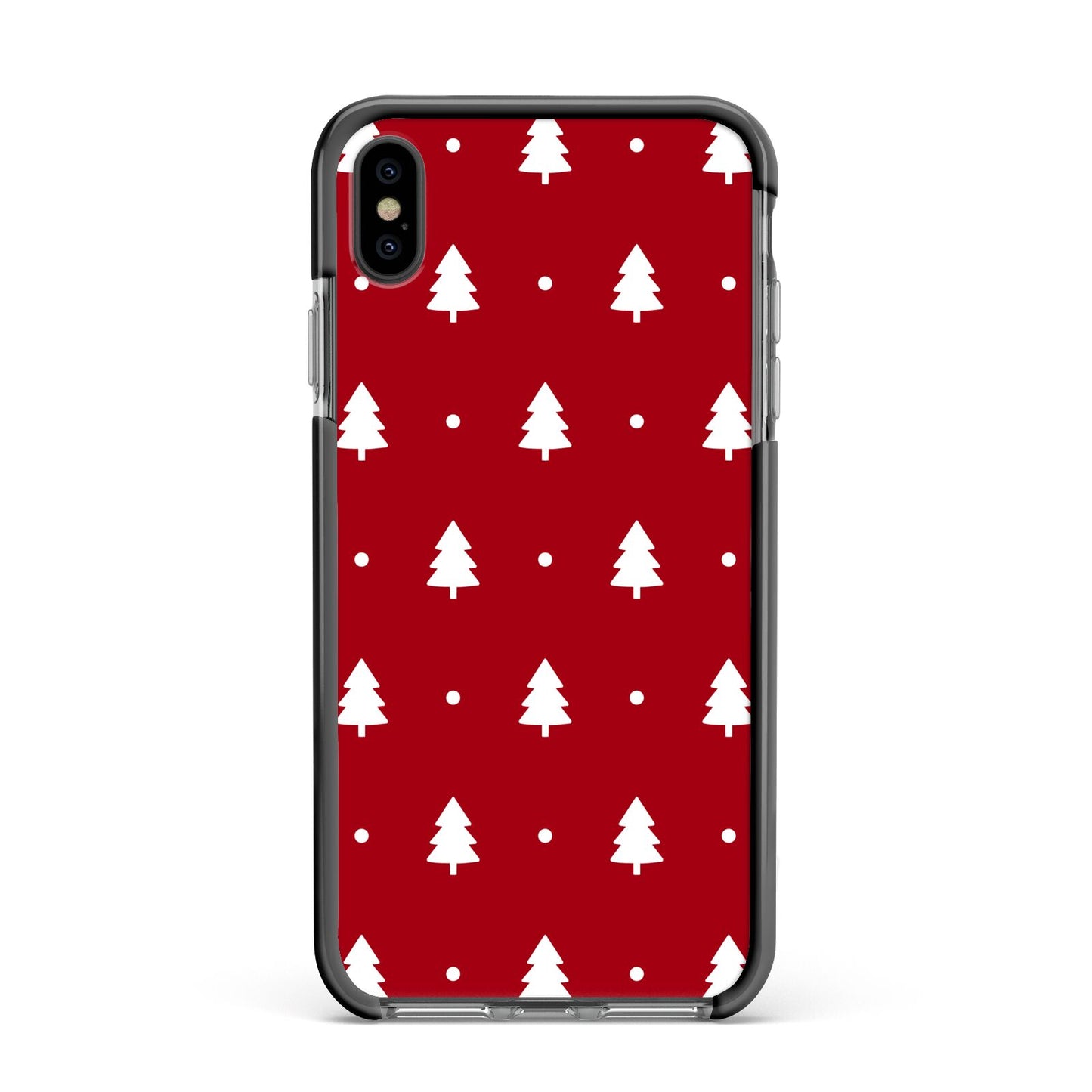 Classic Red Christmas Trees Apple iPhone Xs Max Impact Case Black Edge on Black Phone