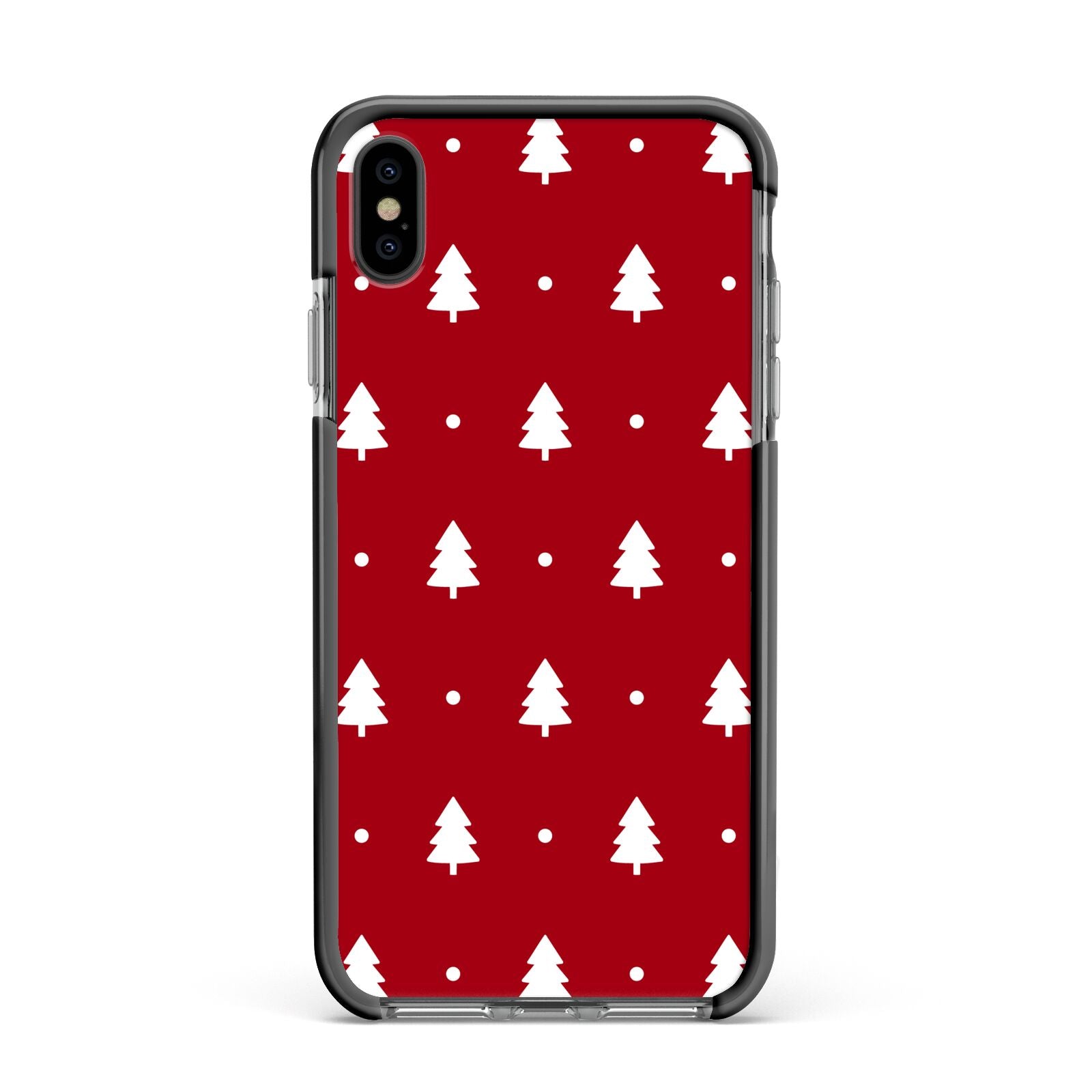 Classic Red Christmas Trees Apple iPhone Xs Max Impact Case Black Edge on Black Phone