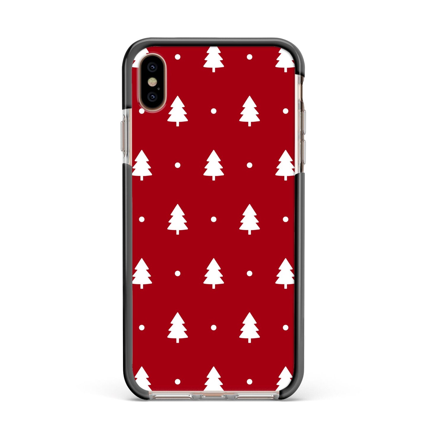 Classic Red Christmas Trees Apple iPhone Xs Max Impact Case Black Edge on Gold Phone