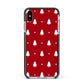 Classic Red Christmas Trees Apple iPhone Xs Max Impact Case Black Edge on Silver Phone