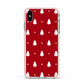 Classic Red Christmas Trees Apple iPhone Xs Max Impact Case Pink Edge on Silver Phone