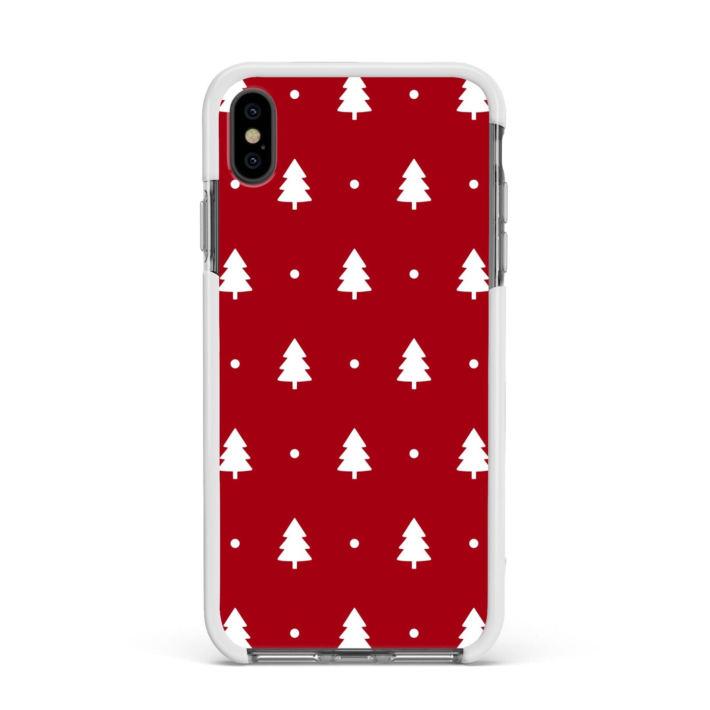 Classic Red Christmas Trees Apple iPhone Xs Max Impact Case White Edge on Black Phone