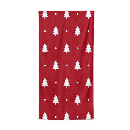 Classic Red Christmas Trees Beach Towel