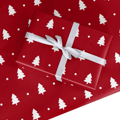 Classic Red Christmas Trees Custom Wrapping Paper