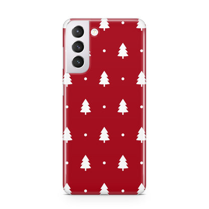 Classic Red Christmas Trees Samsung S21 Case