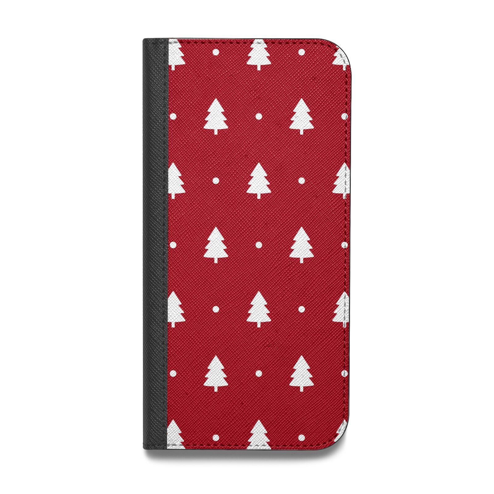 Classic Red Christmas Trees Vegan Leather Flip iPhone Case